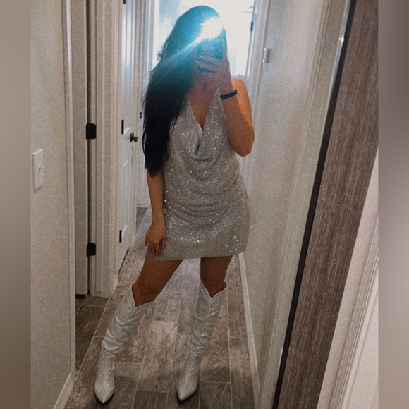 Trendy & Tipsy Showstopper Rhinestone Mini Dress - Silver - Picture 3 of 5